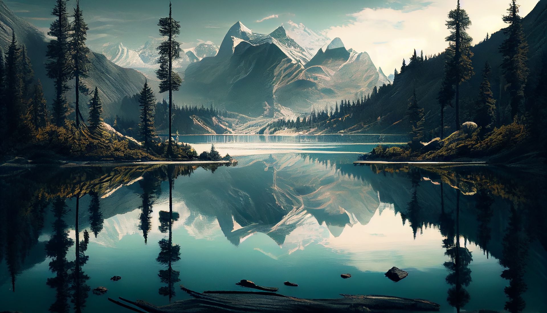 A majestic mountain range reflects tranquil scene beauty ,generative artificial intelligence